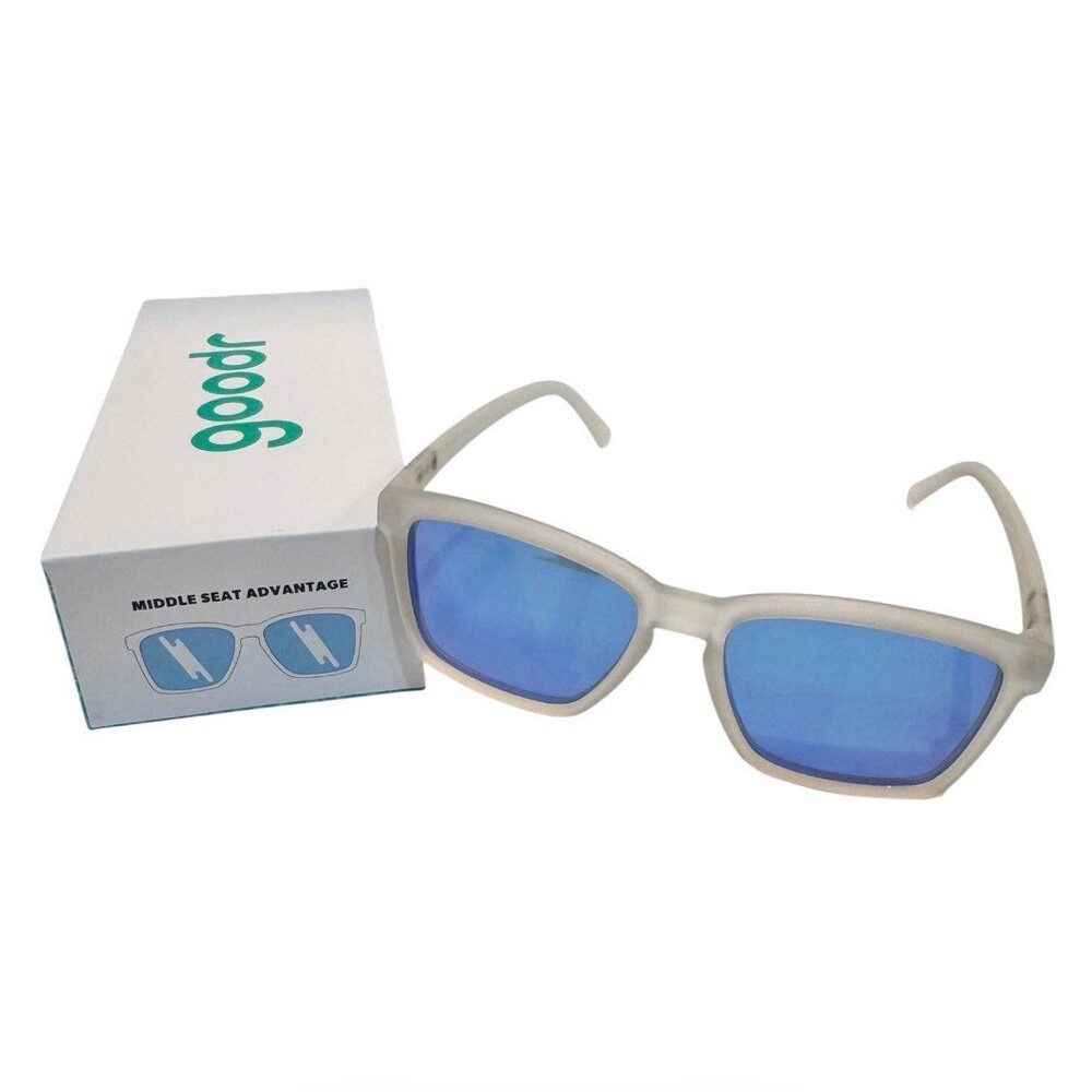 Goodr LFG Polarized Sunglasses “Middle Seat Advantage” Clear/Blue Mirror w/Box